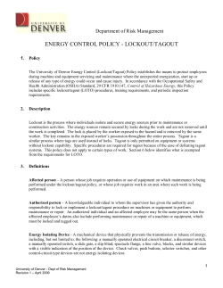 Energy Control Program (lockout/tagout)