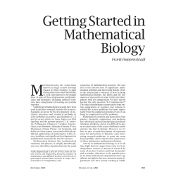 "Getting Started in Mathematical Biology."