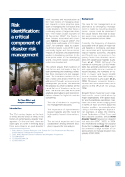 Risk Identification: A Critical Component of Disaster Risk Management