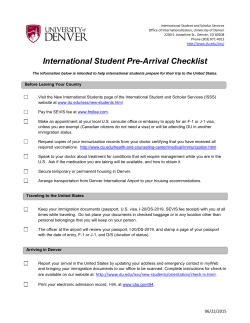 Pre-Arrival Checklist