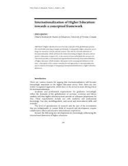 Internationalization of Higher Education: Towards a Conceptual Framework by Dr. Zha Qiang