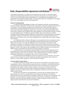 Risks and Responsibilities Agreement