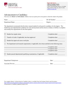 Masters Advancement to Candidacy