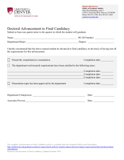 Doctoral Advancement to Final Candidacy