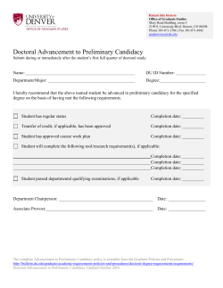 Doctoral Advancement to Preliminary Candidacy
