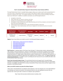 Paul D. Coverdell Fellows Program for Returned Peace Corps Volunteers (RPCV)