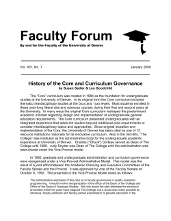 History of the Core and Curriculum Governance