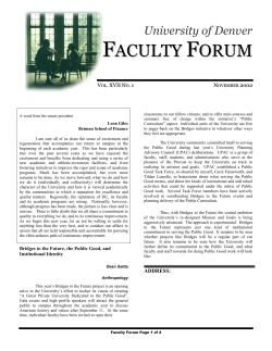 Bridges to the Future, The Public Good, and Institutional Identity