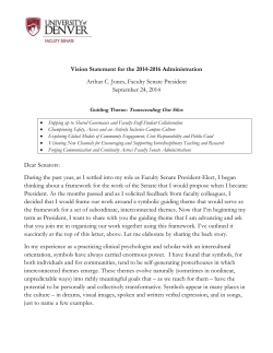 Faculty Senate President's Vision Statement, Fall 2014