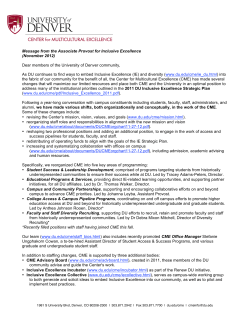 November 2012 message to the DU community