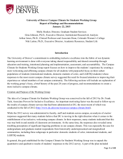 Campus Climate for Students Working Group Report