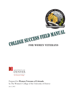 College Success Field Manual for Women Veterans