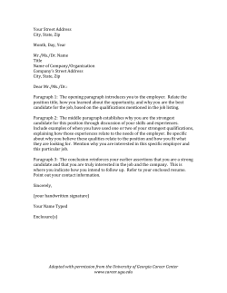 General Cover Letter Outline