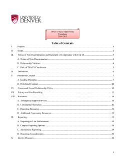 2014/2015 Office of Equal Opportunity Procedures