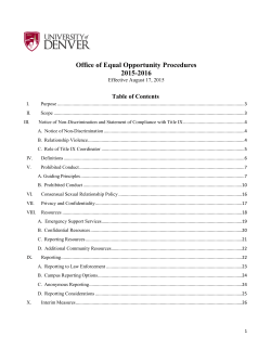 2015/2016 Office of Equal Opportunity Procedures