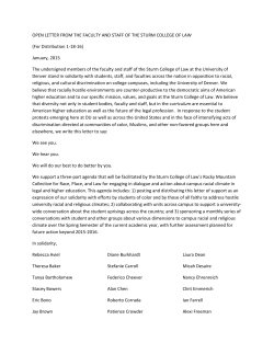Open Letter from the Faculty and Staff of the Sturm College of Law