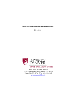 DU Thesis and Dissertation Formatting Guidelines Booklet