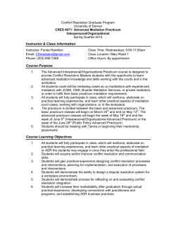 CRES 4971 Advanced Interpersonal Practicum