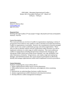 CRES 4840 Managing Organizational Conflict (Melvin, Winter 2013)