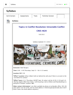 CRES 4820 Intractable Conflict