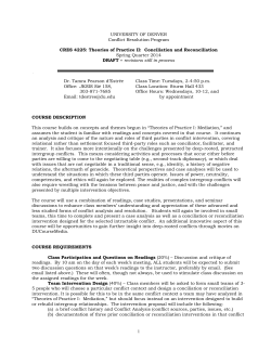 CRES 4225 Theories of Practice II: Conciliation Reconcilitation (T. d'Estree, Spring 2014)