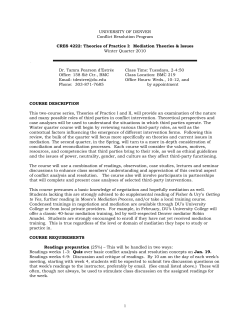 CRES 4222 Theories of Practice I: Mediation Theories Issues (T. d'Estree, Winter 2013)