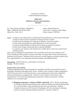 CRES 4111 Reflective Practice Evaluation (T. d'Estree, Fall 2013)