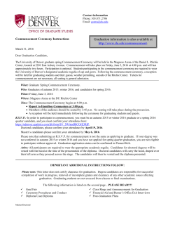Commencement instructions for graduate students