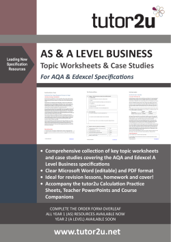 An order form for all these resources together with our Year 1 (AS) resources can be downloaded here.