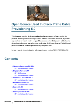 Cisco Prime Cable Provisioning Third Party and Open Source Copyrights Document, 5.0