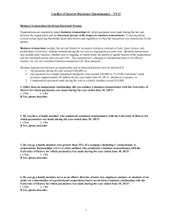 Conflict of Interest Disclosure Questionnaire – FY13