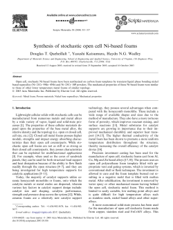 Synthesis of Stochastic Open Cell Ni-based Foams