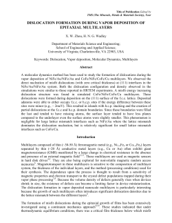 Dislocation Formation During Vapor Deposition of Epitaxial Multilayers
