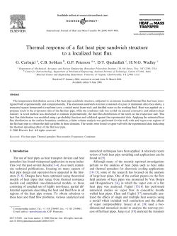 Thermal Response of a Flat Heat Pipe Sandwich Structure to a Localized Heat Flux