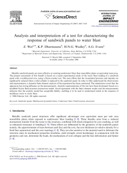 Analysis and Interpretation of a Test for Characterizing the Response of Sandwich Panels to Water Blast