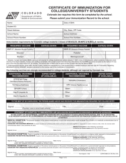 Certificate of Immunization Form