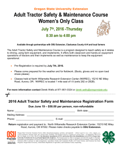 Adult Tractor Safety Maintenance Course Women&rsquo;s Only Class-July 7, 2016