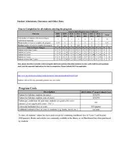Student Admissions, Outcomes and Other Data