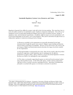 Sustainable Regulatory Systems: Laws, Resources, and Values." Utilities Policy, 9(4):159-70