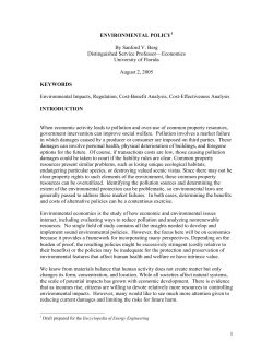 Environmental Policy. In Encyclopedia of Energy Engineering and Technology Vol. 2, ed. Barney Capehart, 625-32. New York: CRC Press, Taylor and Francis