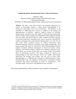 Conflict Resolution: Benchmarking Water Utility Performance. Public Administration and Development, 27(1):1-11