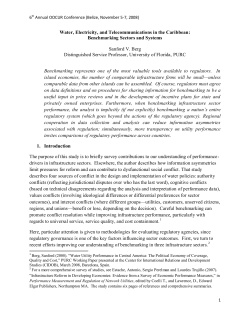 Water, Electricity, and Telecommunications in the Caribbean: Benchmarking Sectors and Systems. University of Florida, Department of Economics