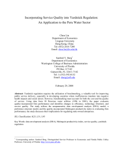 Incorporating Service Quality into Yardstick Regulation: An Application to the Peru Water Sector. Review of Industrial Organization, 32(1):53-75