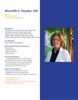 Meredith Hayden, MD Director of General Medicine