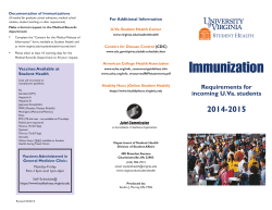 Immunization Requirements Brochure for U.Va. Students