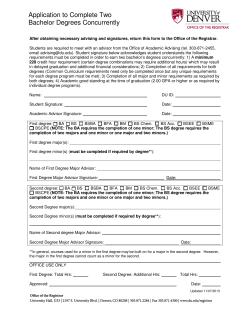 Application to Complete Two Bachelors Degrees Concurrently