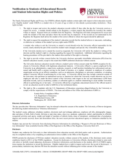 Notification to Students of Educational Records and Student Information Rights and Policies
