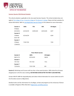 Summer Session (Quarter) Refund Schedule