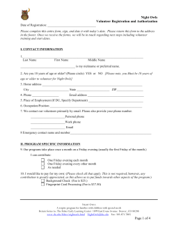 Night Owls Volunteer Registration