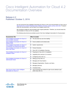 Cisco Intelligent Automation for Cloud Documentation Overview, 4.2